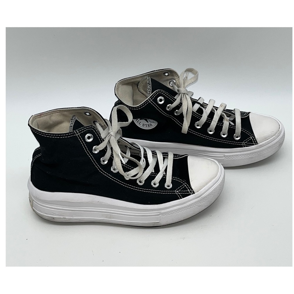 Converse All Star Move Platform High Top Sneakers Black White‎ Women's 10